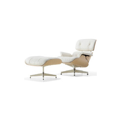 白色伊姆斯休閑躺椅含腳踏 伊姆斯夫婦  Charles & Ray Eames 伊姆斯夫婦
